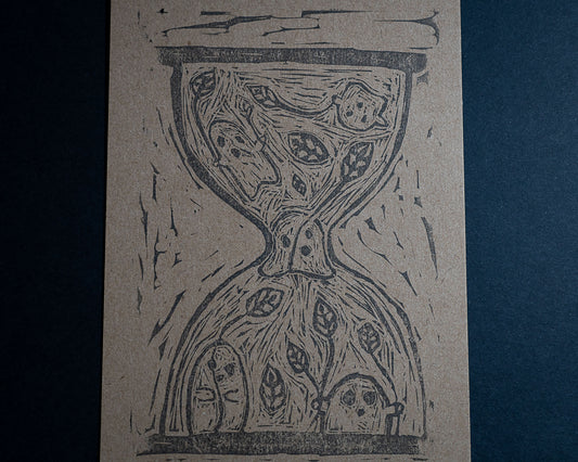 The Ghostie Hour - Craft Linocut